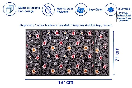 Image of Stylista Refridgerator top Cover Suitable for Samsung RS76CG8003S9HL, 653 Liter Fridge, Dimension (WXD) 71x141 CM, Symmetric Pattern Grey