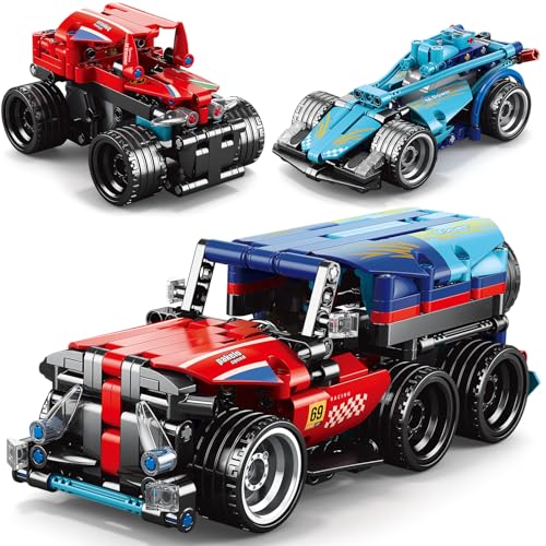 laddutoi Porsche Bugatti - Juego de construcción de bloques 2 en 1 combinable con Bugatti, ideal para niños y coleccionistas, 215 piezas y 219 piezas, 1:20 con función de retracción