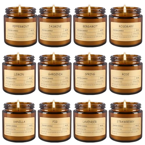 Image of 12Pack Scented Candle Set - Aromatherapy Candle Gift Set - Long Lasting Jar Candles for Men| Women, Ideal for Birthdays, Mother's Day Thanksgiving Gifts