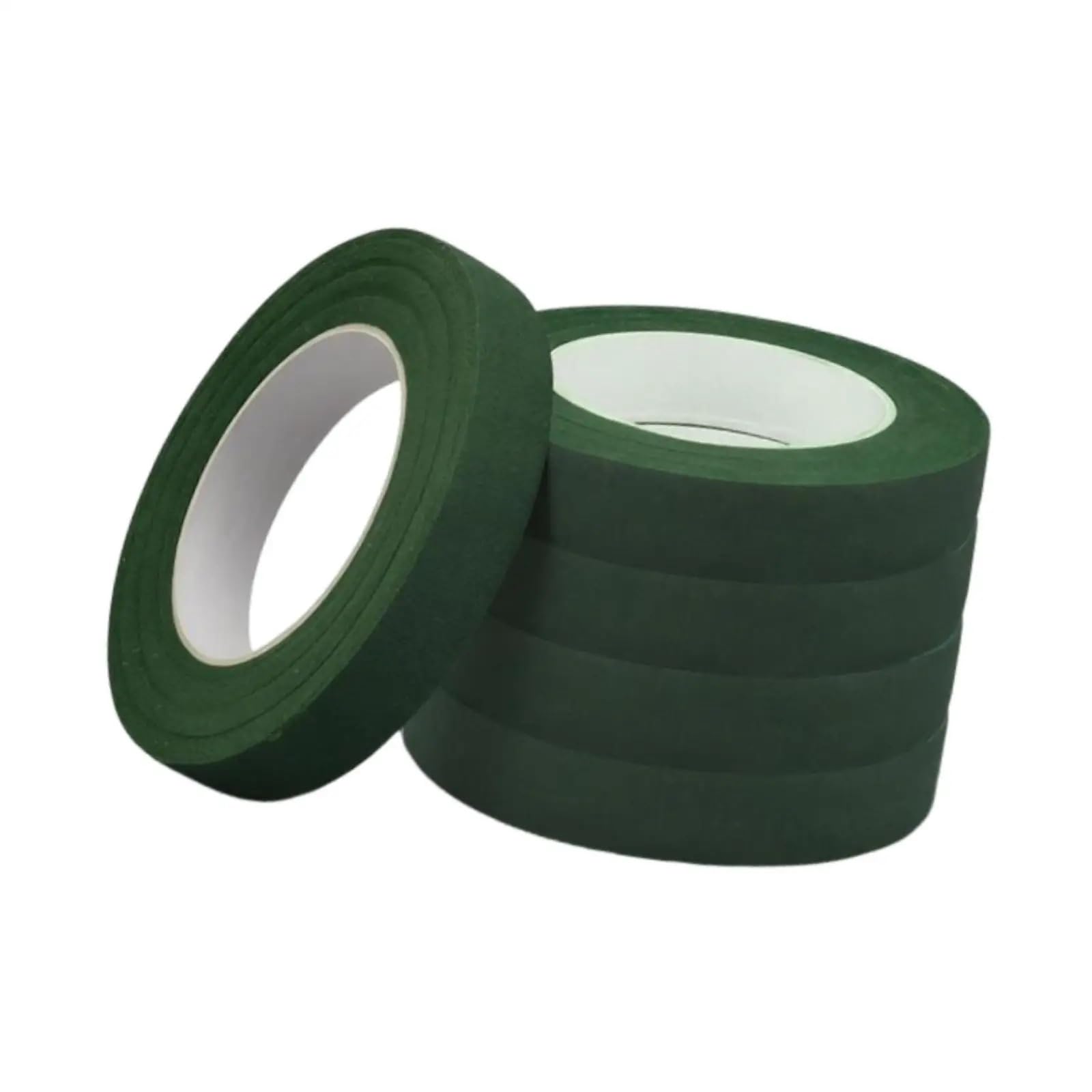 Juego De 5 Rollos Cinta Floral, Material Tela, Suministros for Envolver Arreglos DIY for Manualidades Ramo Boda Para Envolver Tallos de Ramo(Dark Green)