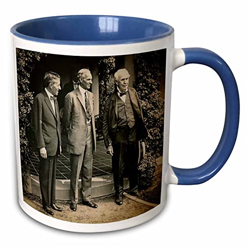 3dRose Harvey Firestone Henry Ford Thomas Edison 11oz Two-Tone Blue Mug