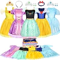 18 Pcs Princess Dress Up Clothes for Little Girl Role Play Costume Gift Set, Princess Dress Up Toys for Toddler Girls, Birthday Christmas Party Gifts for Girls Aged 3-6 Years Old