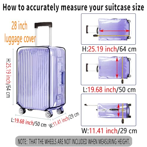 Clear PVC Suitcase Cover – 0.4mm Thick 28 Inch Luggage Cover, Luggage Covers for Suitcase TSA Approved, Luggage Protective Cover for 28" Wheeled Suitcase2