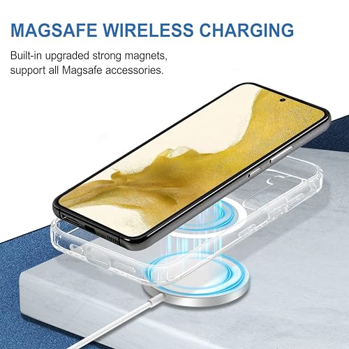 Image of CEDO Cover for Samsung Galaxy S22 (5G) | Compatible with MagSafe Wireless Charging | Designed with Magnetic Lock Shockproof Phone Bumper Transparent Back Case Cover (Transparent)