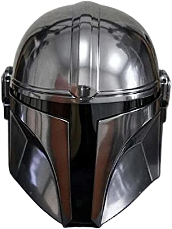 Carfar Steel Mandalorian Helmet Medieval Helmet for Halloween Costume Theater Role-Play Armor Helmet