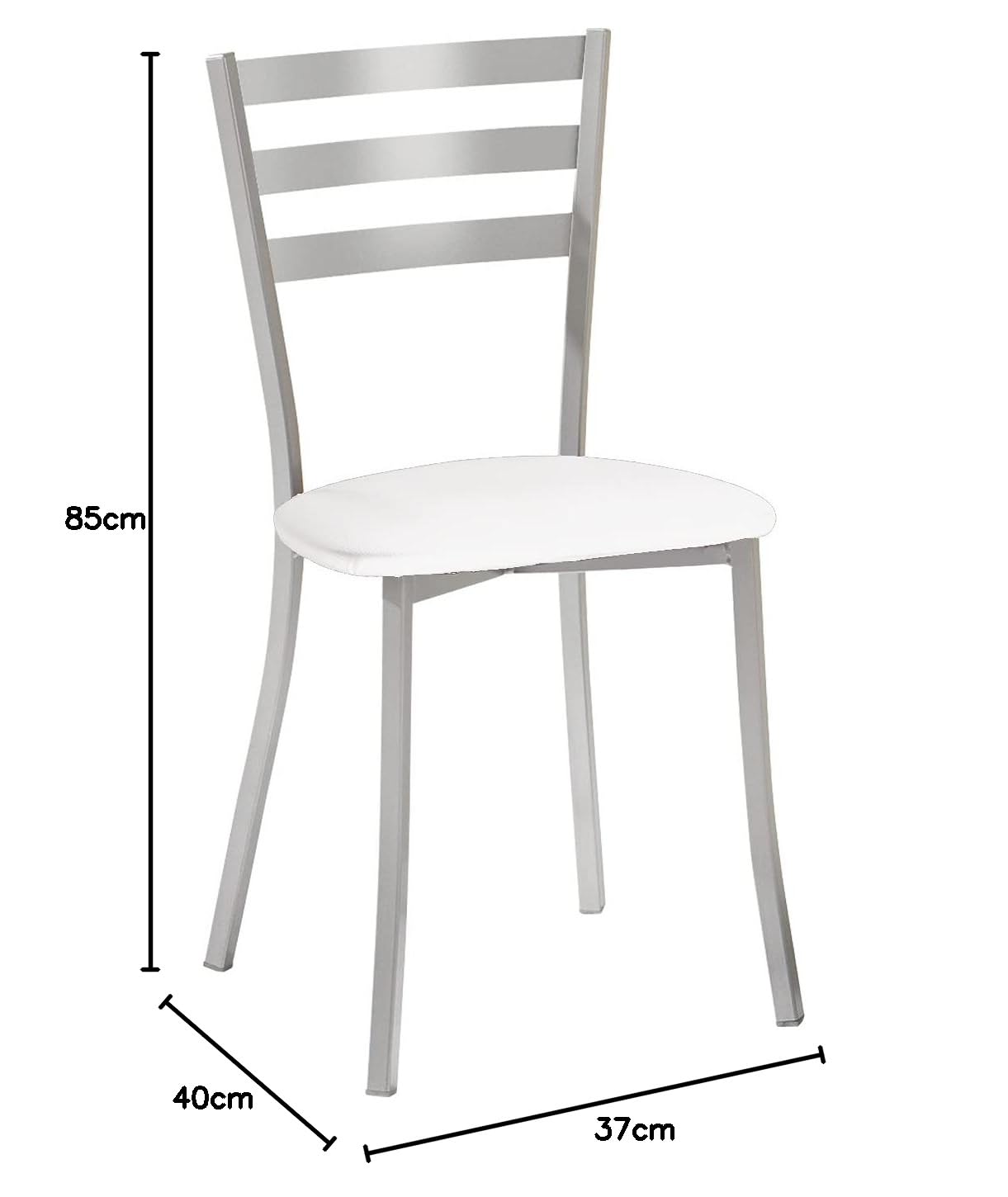 ASTIMESA SCRRBL Due sedie da Cucina, Metallo Pelle Sintetica Alluminio, Bianco, Altura de asiento 45 CMS