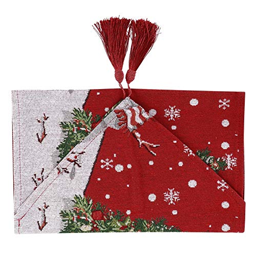 Chemin de table de Noël lavable en coton brodé pour repas de fête