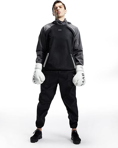 Miniatura 8 de BVVU Traje de sauna para hombre, con cremallera, chaqueta de sauna, pantalón, gimnasio, entrenamiento, sudadera con capucha, moldeador de cuerpo