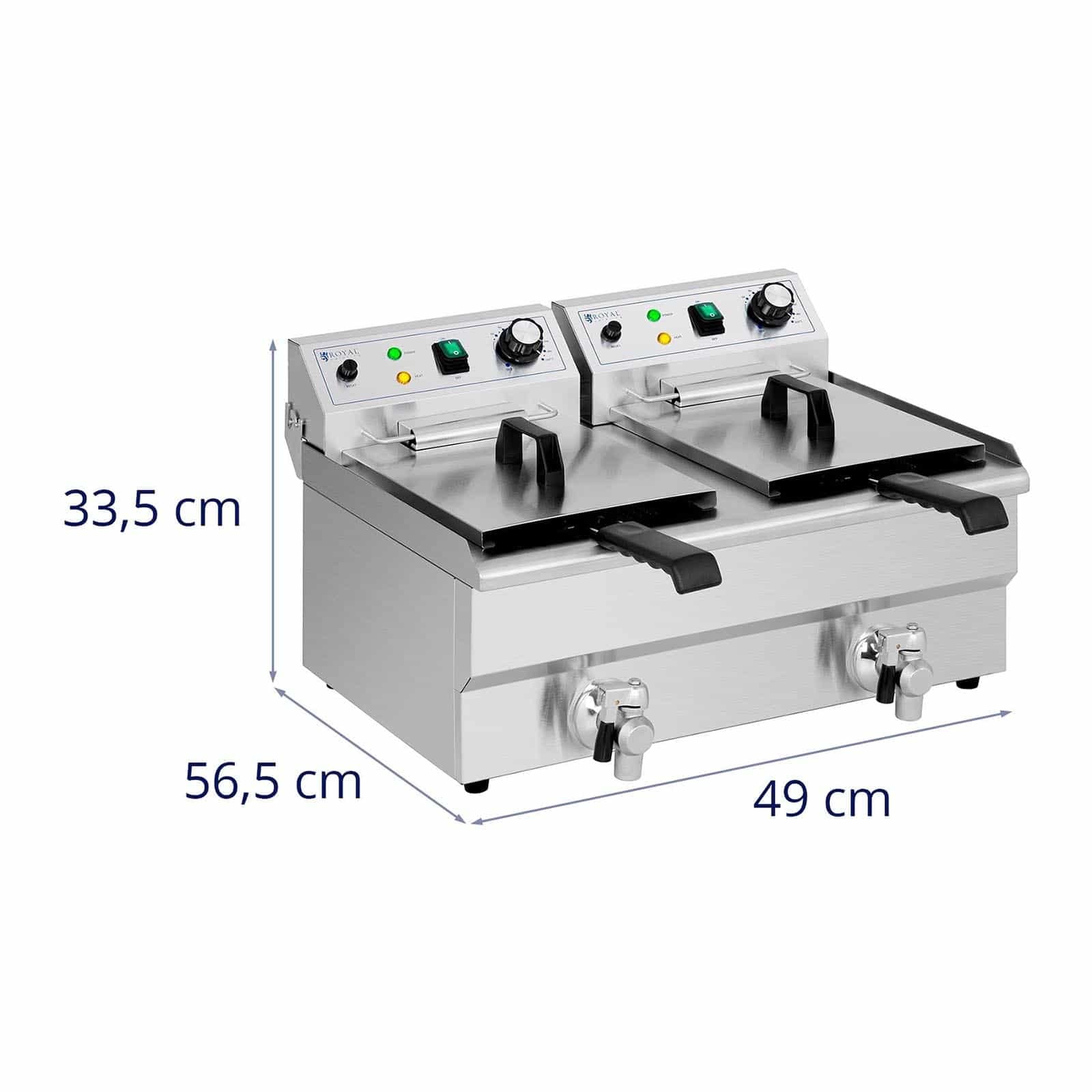 Royal Catering RCPSF 18ETH Friggitrice Elettrica Professionale Pro Due Doppio Vassoio Zone Fredde In Inox 2 X 9 L Monofase 230 V