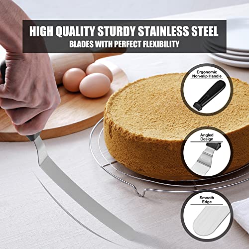 Tacgea Icing Spatula, Offset Spatula For Cake Decorating, Baking, Angled Frosting Spatula With 6, 8 10 Inch Stainless Steel Blade, Set Of 3 #TOP2