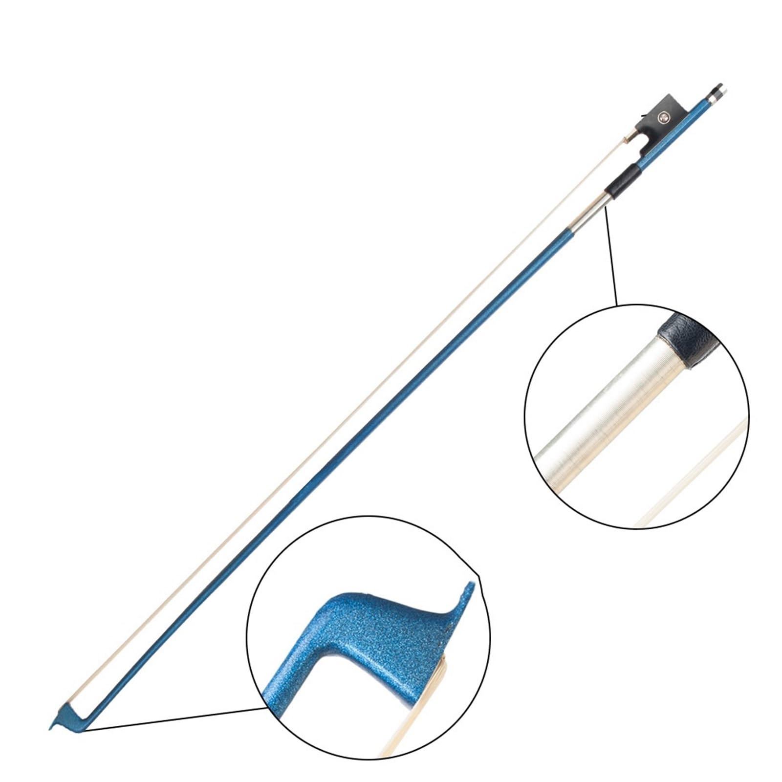 Arcos De Violín Para Principiantes Fibra De Carbono Azul Envuelta Con Hilo Plateado Cordal Ébano Doble Ojo Pez Arco Violín(1-2)