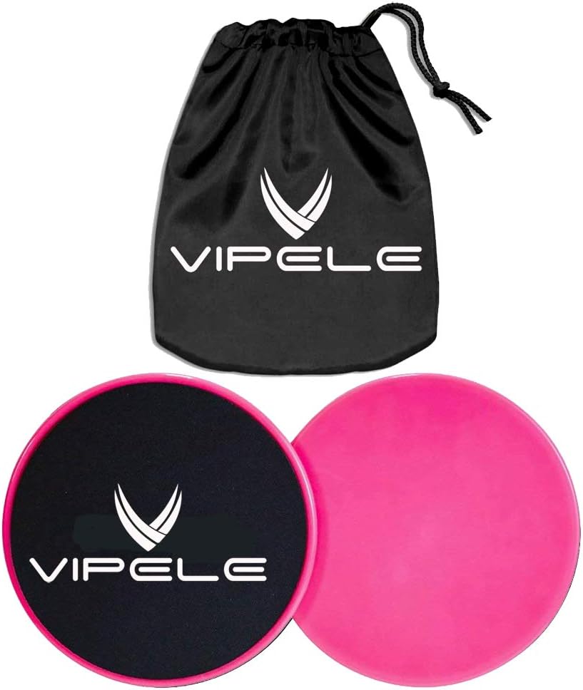 VIPELE Core Sliders Dual-Sided Pink Exercise Discs for Carpet & Hardwood - Portable Abdominal & Full-Body Workout Equipment