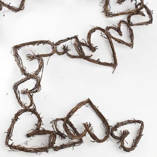 Rustic Natural Grapevine Twig Hearts Chain Garland - Assorted Size