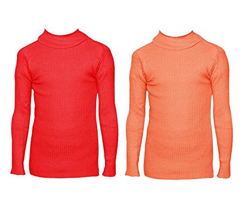 Image of IndiWeaves Boys Wollen Warm High Neck Full Sleeves T-Shirt /Inner /Skivvy for Winter (Pack of 2) Red /Orange 9-11 Years 10110-0108-IW-P2-30