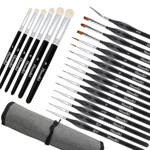Himmlfel Pennelli Miniature,16 Pennello Dettagli Fine + 6 Drybrush Pennello