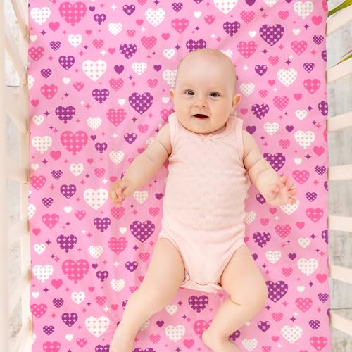 Image of UOMNY Crib Sheet Heart Fitted Crib Sheets Baby Sheet for Standard Crib and Toddler Mattresses Nursery Bedding Sheet Crib Mattress Sheets for Boys and Girls 1 Pack Space Toddler Sheet