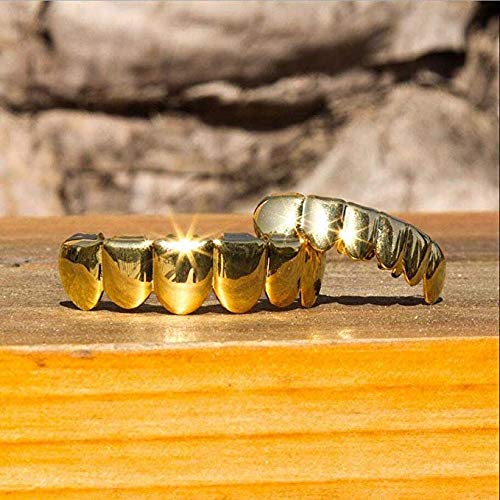 YKPG Plated Gold Grillz for Mouth Top Bottom Hip Hop Teeth Grills for Teeth Mouth (Color : B)
