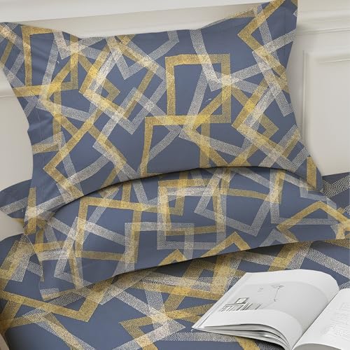 Image of Weave & Decor Super Soft Super Comfortable 144 TC 90x90 inches Printed Cotton Double Bed Bedsheet with Two Pillow Covers