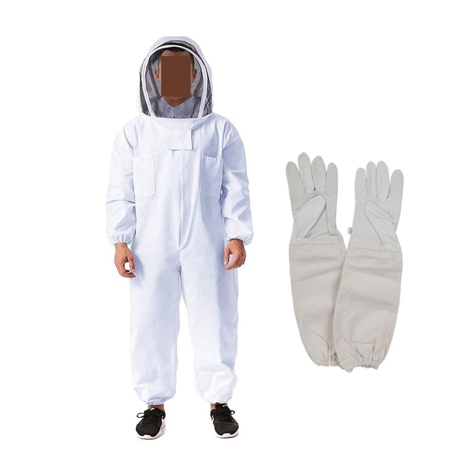 Professional Protective Clothing Protection Beekeeping Suit Safty Veil Unisex with Sheepskin Gloves(XXL)