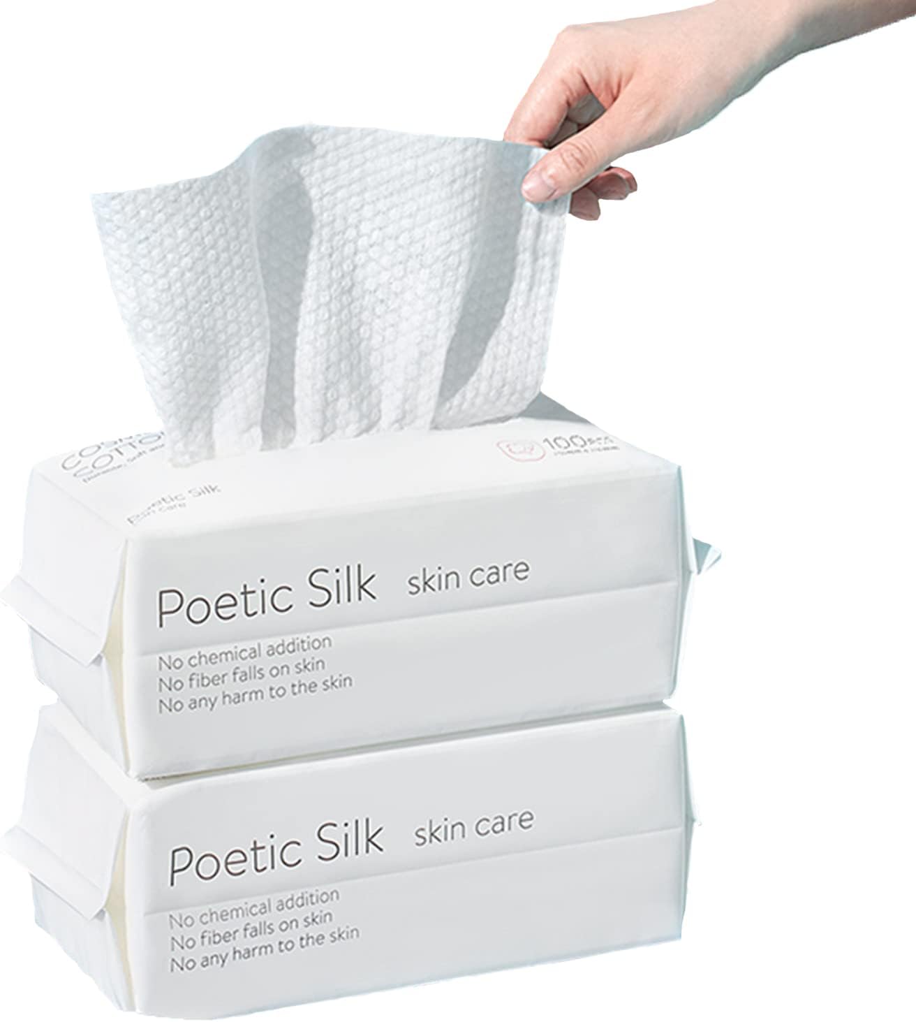 MAKINGTEC Disposable Face Towel, Facial Cotton Tissue for Sensitive Skin, Unscented and Ultra Soft Face Wipes, Cotton Dry Baby Wipes, Make-Up Remover Wipes (2 PACK=200Counts)