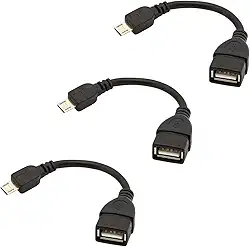 Kit 3 Cabos Adaptadores OTG Micro USB V8 Macho para USB 3.0 Fêmea Conexão
