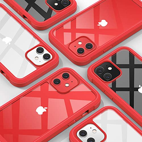 Diaclara Designed For Iphone 12 Mini Case, Full Body Rugged Case With Built-In Touch Sensitive Anti-Scratch Screen Protector, Soft Tpu Bumper Case For Iphone 12 Mini 5.4" (Red And Clear) #TOP5