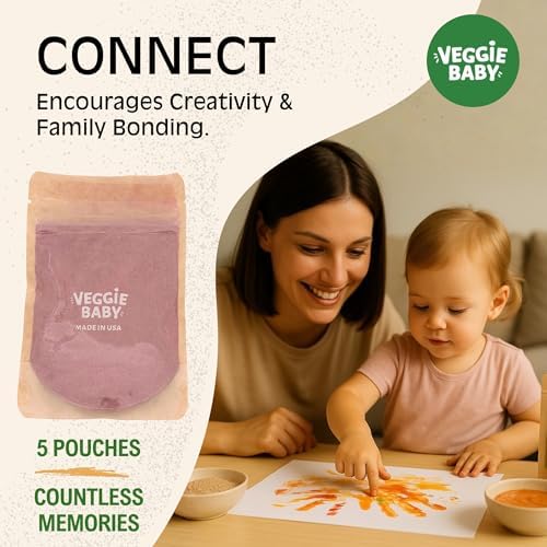 Veggie Baby Edible Finger Paint for Babies - Non Toxic Baby Safe Paint Powder, 5 Pouches, Vegan Vegetable Colors, Easy Clean, Made in USA, Creative Play for 6 Months+ — view 3