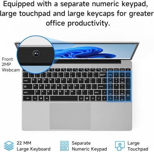 jumper Laptop 15,6 Zoll FHD Display, 12 GB RAM 640 GB ROM, Office 365, Prozessor 5305U Notebook, Akku 38 Wh, Zwei Stereo-Lautsprecher, Typ-C, USB 3.0, Digitale Tastatur