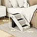 PawHut Hundetreppe 3 Stufen 36,5 cm Hoch Haustiertreppe für Kleine Hunde klappbar Katzentreppe Hunderampe Einstiegshilfe für Bett, Sofa, Couch und Auto Cremeweiß