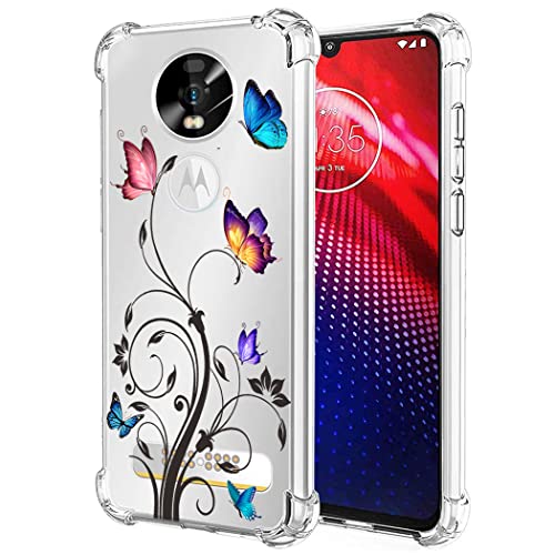 Yodueiv Phone Case for Moto Z4 Case, Motorola Z4 Play XT1980-4 Case for Girls Women, Soft Clear TPU Protective Transparent Case Cover for Motorola Moto Z4 (Butterfly)