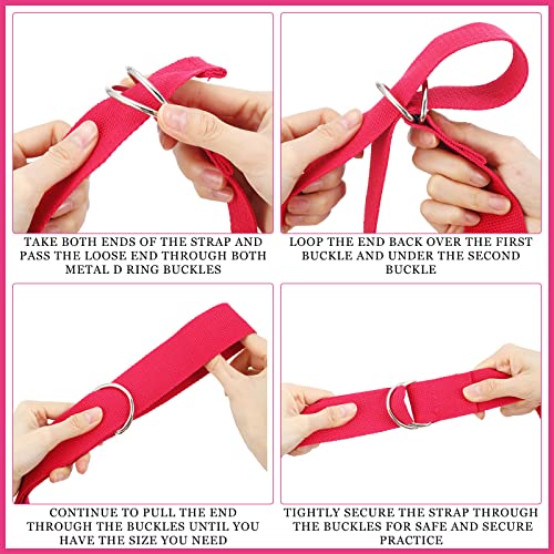 6 Pcs Yoga Strap For Stretching 8 Ft Yoga Exercise Adjustable Straps Yoga Bands With Safe Adjustable D Ring Buckle For Pilates Gym Workouts Yoga Fitness Improves Sitting Posture (Rose Red) #TOP3