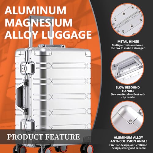 WEICHEN All Aluminum Carry On Luggage 22x14x9 Airline Approved with Duffle-Travel Bag, 22 Inch Carryon Luggage Hard Shell Suitcase with Spinner Wheels & TSA Lock2
