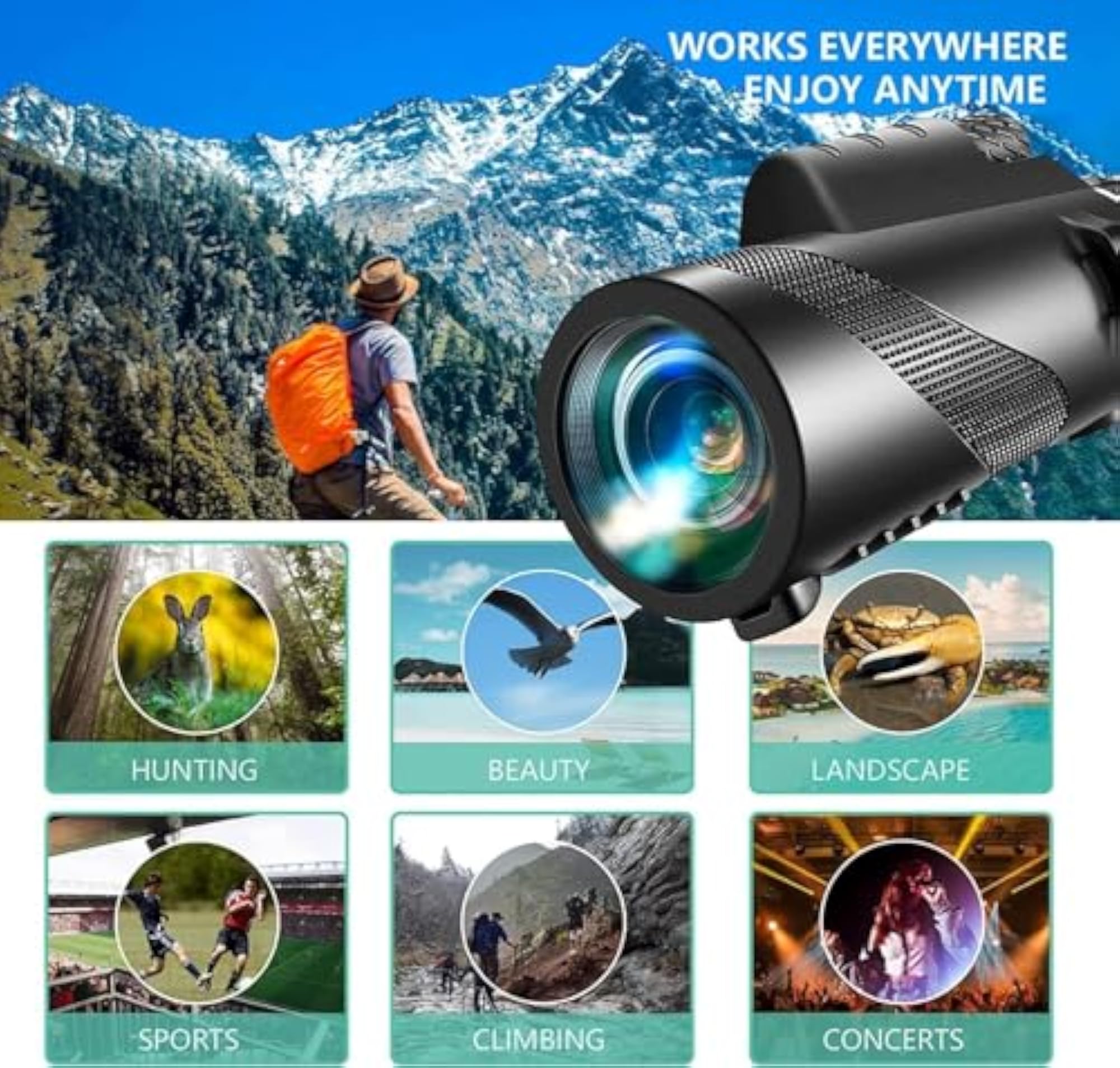 80 X 100 Outdoor Portable Monocular Telescope for Camping