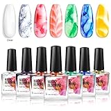Modelones Blooming Gel Nail Polish Set, 7 Colors Blossom Gel for Spreading Marble Effect, Magic...