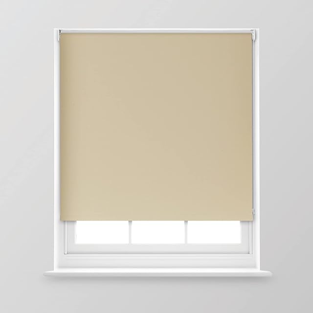 A.Unique Home Premium Trimmable Thermal Blackout Roller Window Blind in a Variety of Colours and Sizes Ideal for any Room - 2FT - Natural - 60cm (W) x 170cm (L) | 23.6" (W) x 66.9" (L)