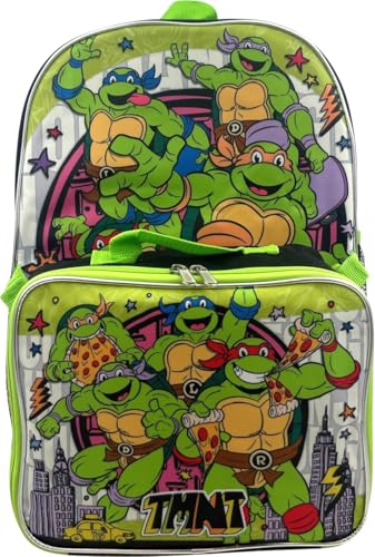 Image of Ruz Teenage Mutant Ninja Turtles Kid's 16 Inch Backpack With Removable Lunch Box Set (Ninja-TMNT)