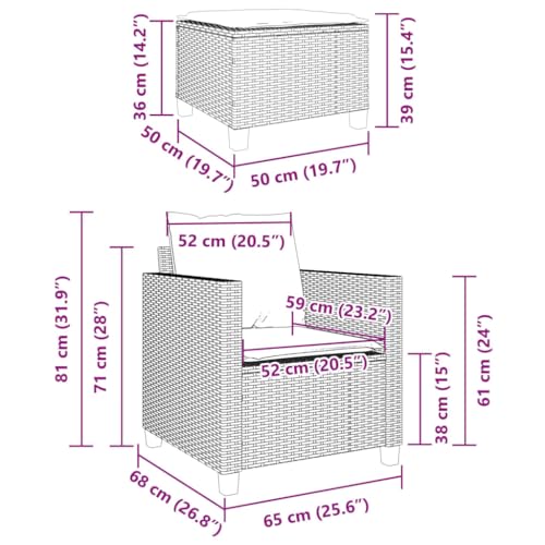 Table de jardin et chaise résistant aux intempéries en polyrotin gris - 4