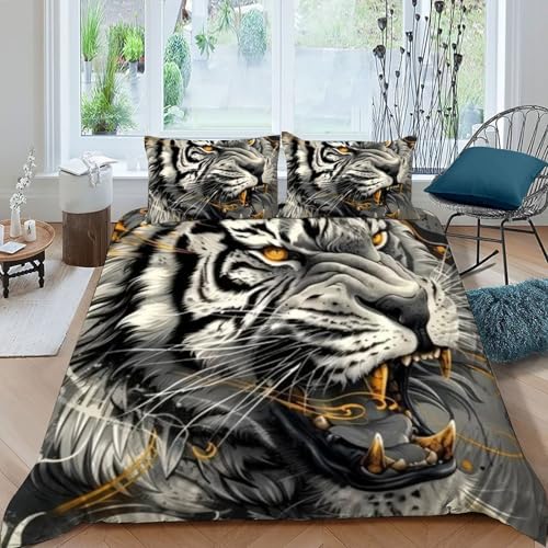 Housse de couette double tigre 200x200cm microfibre premium - 3