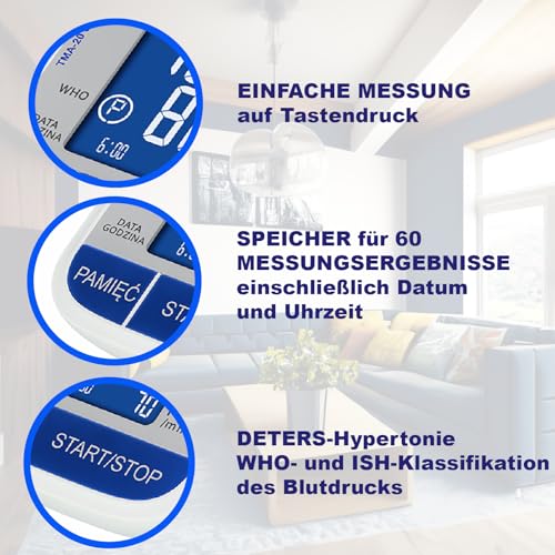 TECH-MED MEDIZINKTECHNIK Elektronisches Blutdruckmessgerät Digital TMA-20 SMART mit Pulsometer und MWI Technologie - Automatische Druckmessung mit Klassifizierung WHO/ISH Klinisch Zertifiziert