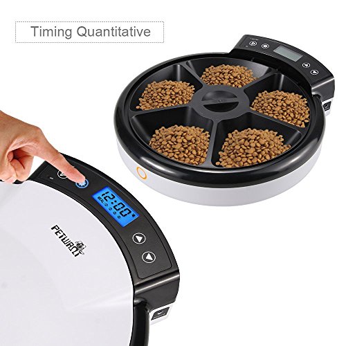 BOSSJOY Automatic Pet Feeder with Voice Reminding, Electronic Food Dispenser 5-Meal for Dogs Cats for Dry &Wet Food - Thumbnail 2