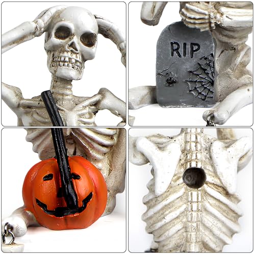 Set 3 Estatuas Halloween Calavera con Calabaza y Tumba miniatura 3