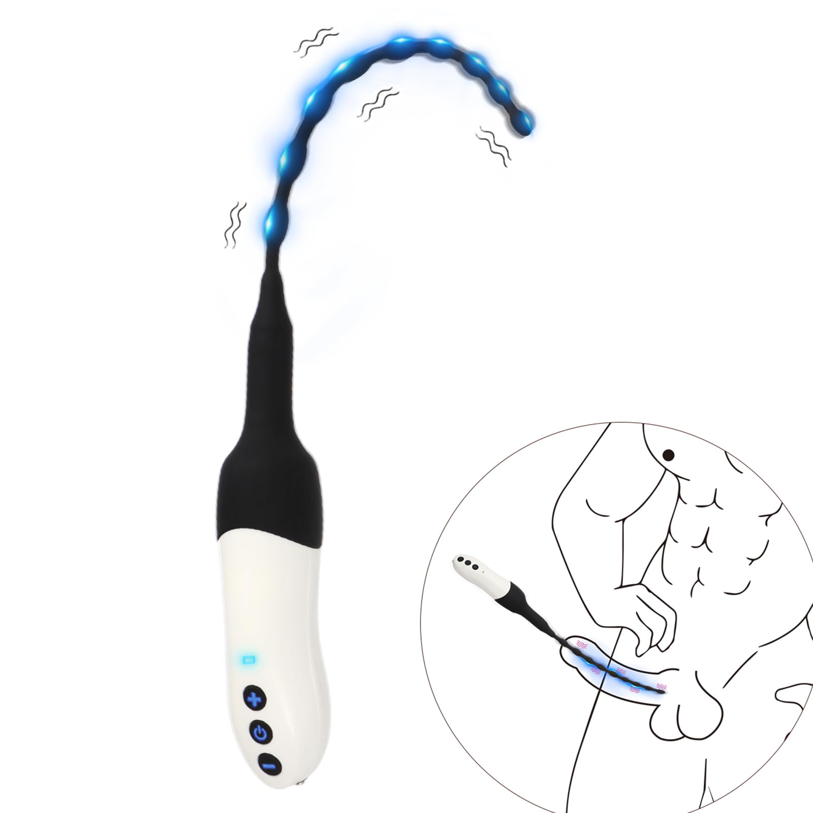 Dilatadores Uretrales Vibratorios para Hombres, Plug de Pene con Estimulación del Glande, 20 Modos de Pene, Dilatador para Principiantes, Juguete Eróticos Masturbación para Hombres y Parejas (Blanco)