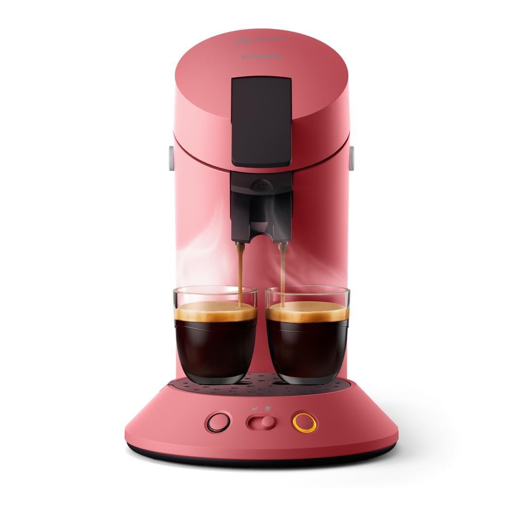 PHILIPS Senseo Original Plus Kaffeepadsmaschine CSA210/35 Kaffeestärkeauswahl Coffee Boost Recycling-Kunststoff Sanftes Rot