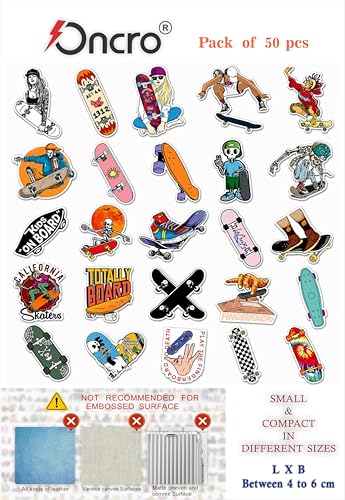 Image of 50 pcs Skateboard Sports Lovers Stickers Vinyl Vintage Boys Positive Affirmation Quotes Aesthetic Decorate Accessories for Mobile Fridge Laptop Bottle Journal Guitar Office Room Stationery