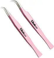 Kit 2 Pinças Extensão De Cílios Aço Japonês Alta Precisão Para Volume Russo e Fios Tecnológicos Lash Designer