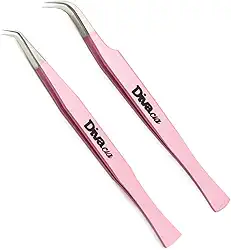 Kit 2 Pinças Extensão De Cílios Aço Japonês Alta Precisão Para Volume Russo e Fios Tecnológicos Lash Designer