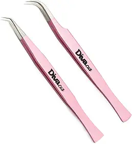 Kit 2 Pinças Extensão De Cílios Aço Japonês Alta Precisão Para Volume Russo e Fios Tecnológicos Lash Designer