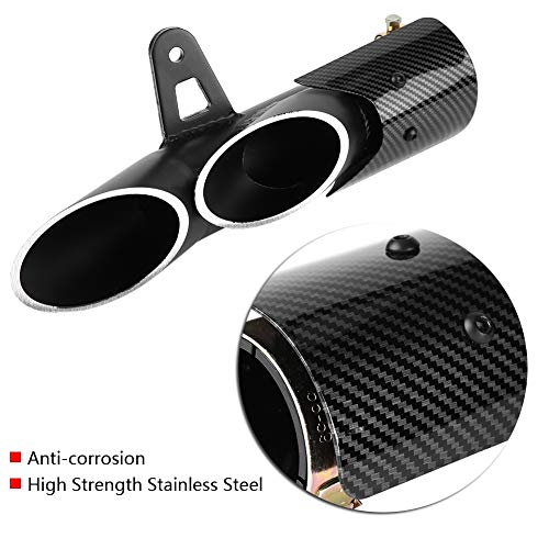 Suuonee Motorized Exhaust Terminal, Universal Glossy Black 51mm Motorcycle Slip on Exhaust Muffler Rear Pipe Tailpipe - Thumbnail 3