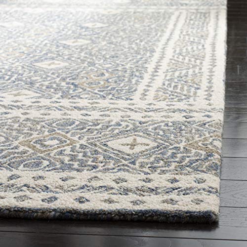 Tapete decorativo rectangular 121x183 cm azul y marfil miniatura 3
