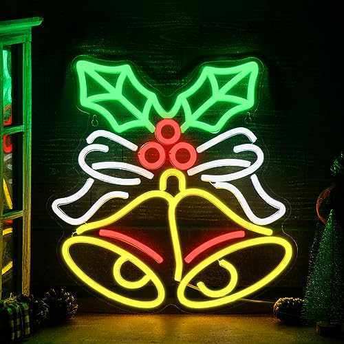 Xuhal Christmas Bell Neon Sign Christmas Neon Lights LED Light up Sign USB Wall Bar Living Room Decor for Xmas Party Home Bedroom Office by Xuhal - Used condition - US$19.67